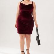 D3002 Plus Size Summer Bodycon Velvet Short Sexy Evening Dresses