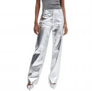 BD1168 Wide Leg Trousers Casual Pu Leather Party Long Pants