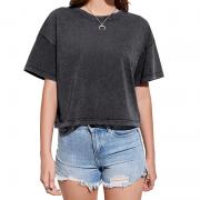 DT1174 Custom Cotton Loose Crop Tops Acid Wash T Shirt