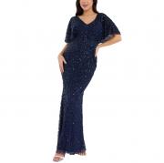 BD1124 Custom Elegant Evening Bodycon Batwing Sleeves Sequin Dress