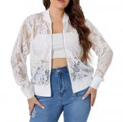 DT1010 Custom Elegant Sheer Floral Lace Long Sleeve Baseball Jacket