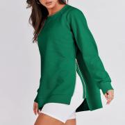 DT1006 Custom Pullover Crewneck Sweatshirt Tunic With Side Zipper