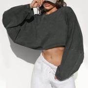 DT1319 Custom Women Cropped Sweatshirt T Shirt Long Sleeve Crop Top