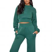 BD1340 Women Round Neck Long Sleeve Crop Tops Cropped Sweatshirts