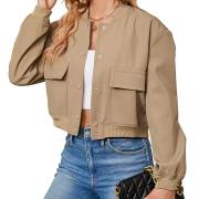 DT1313 Custom Short Cropped Bomber Jacket Button Down Coats