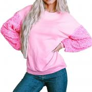 DT1082 Custom Sequin Patchwork Sweatshirt Christmas Pullover Tops