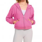 DT1333 Custom Cropped Active Hoodies Long Sleeve Lightweight Jacket