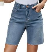 DB1091 Custom High Waisted Raw Hem Denim Shorts With Pocket