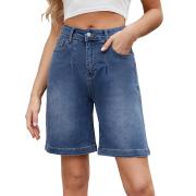 DB1093 Custom High Waisted Pleated Bermuda Summer Denim Shorts
