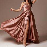 D8070 Custom Satin Prom Elegant Evening Party Dresses