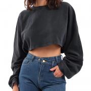 DT1224 Custom Washed Cropped Sweatshirt Drop Shoulder Pullover