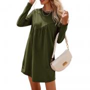 D8117 Women's Elegant Casual Long Sleeve Mini Loose Tunic Dress