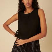 D560 Women's Casual Sleeveless Crop Top with Tie Side Detail