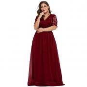 610929 Women Long Plus Elegant Vintage Lace Chiffon Formal Dress