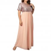D3076 Custom Maxi Elegant Party Sequin Mesh Splicing Dress