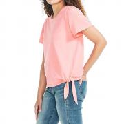 DT1134 Custom Side Tie Knot Tee Solid Basic Cotton T Shirt