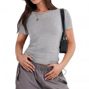 DT1169 Short Sleeve Slim Fit Crop Top Baby Tee Tight T Shirt