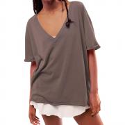DT1381 Loose Fit V Neck Short Sleeve Oversized T Shirts
