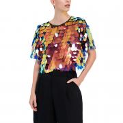 BD1556 Custom Club Party Colored Sequin Crop Crop T-Shirts