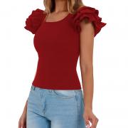 DT1383 Ruffle Short Sleeve T-Shirts Summer Casual Basic Tee