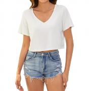DT1366 Custom V Neck Cropped Summer Causal Short Sleeve T Shirt