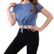 DT1367 Custom Cute Summer Tie Knot Front Crop Tops T Shirt