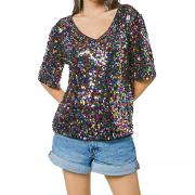 DT1369 Custom Sequin Glitter Sparkly Disco Party T Shirt
