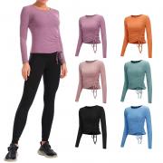 DT1399 Custom Long Sleeve Workout Drawstring Ruched Side T-Shirts