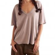DT1381 Custom Oversized V Neck Short Sleeve Lightweight Tee