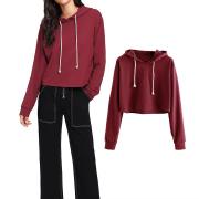 DT1237 Custom Cropped Hoodie Drawstring Hooded Crop Sweatshirt