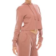 DT1241 Crop Hoodie Long Sleeve Workout Drawstring Pullover