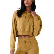 LR9015 Short Style Hoodie Cropped Fit Long Sleeves Sweatshirt