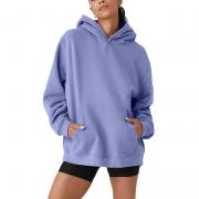 LR9016 Oversized Hooded Pullover Long Sleeve Fleece Sweatshirt