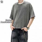 YT1024 Custom Boxy Summer Cotton Washed T-Shirt Retro Tee