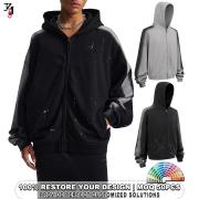 YT1144 Oem Odm Vintage Washed Drop Shoulder Zip Up Hooded Jacket