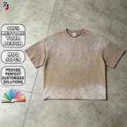 YT1147 Custom Acid Wash Boxy Fit Raw Edge Cropped T Shirt