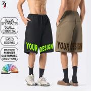 YB1146 Custom logo Men Oversized Straight Knee Sweat Shorts