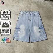 YB1132 Custom Wide Leg Cargo Jean Shorts With Utility Pocket