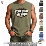 YT1173 Custom Logo Men Cotton Vintage Washed Tank Top