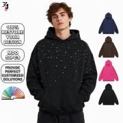 YT1183 Rhinestone Starry Oversized Drop Shoulder Hoodie