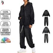 YS1100 Vintage Washed Splatter Dot Hoodie Jogger Tracksuit