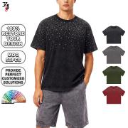 YT1184 Vintage Wash Gradient Rhinestone Hotfix Diamond Tee