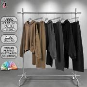 YS1182 Raw Edge Panel Tracksuit Vintage Wash Hoodie Set