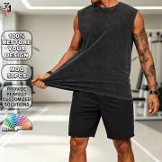 YT1173 Men Vintage Wash Cut Off Sleeveless T Shirt Tank Top