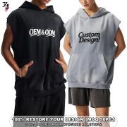 YT1177 Oem Odm Distressed Vintage Washed Sleeveless Hoodie